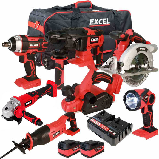 Excel 18V 7 Piece Power Tool Kit with 2 x 5.0Ah Batteries EXL10206