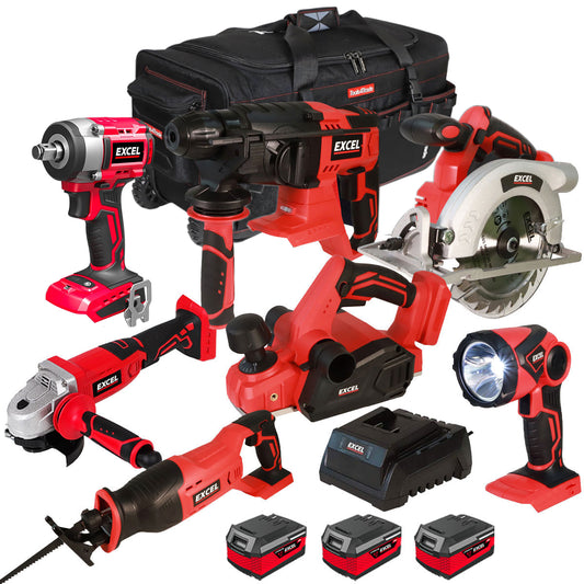 Excel 18V 7 Piece Power Tool Kit with 3 x 4.0Ah Batteries EXL10207