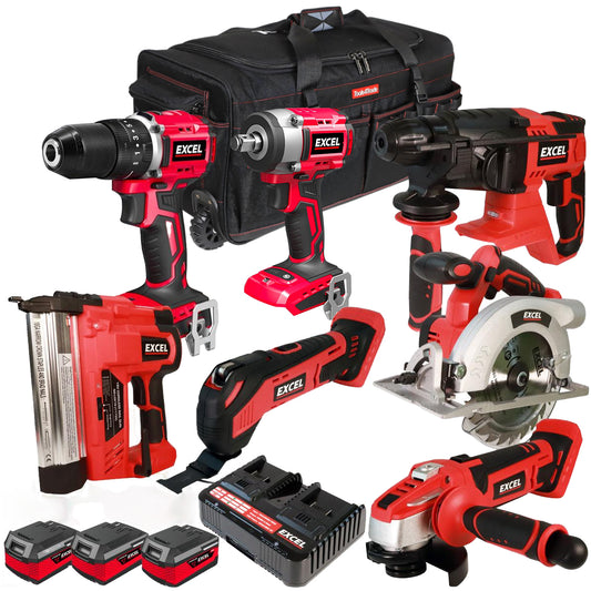 Excel 18V 7 Piece Power Tool Kit with 3 x 4.0Ah Batteries EXL10210