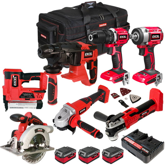 Excel 18V 7 Piece Power Tool Kit with 3 x 4.0Ah Battery & Charger EXL10211