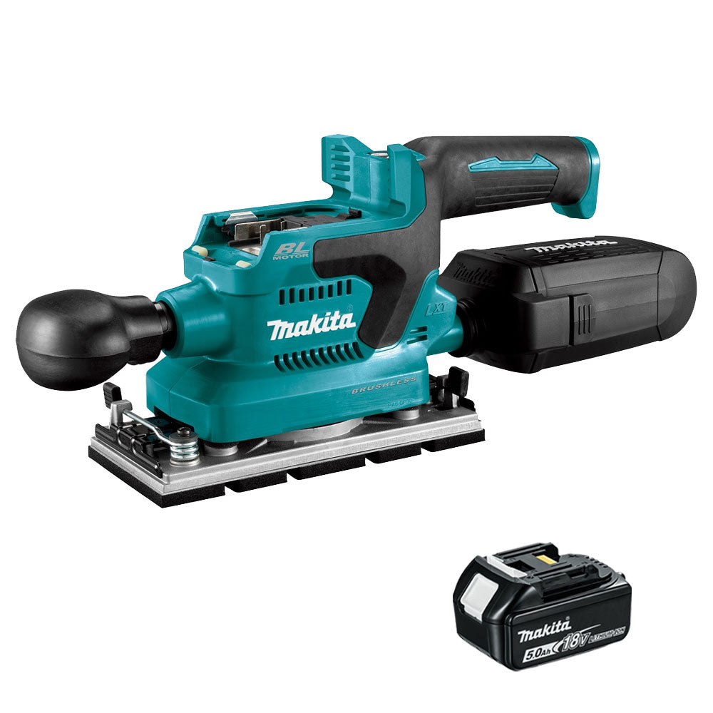 Makita DBO380Z 18V LXT Brushless Finishing Sander with 1 x 5.0Ah Battery