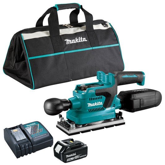 Makita DBO380Z 18V Brushless Finishing Sander 1 x 5.0Ah Battery Charger & Bag