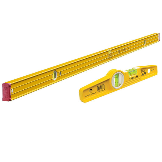 Stabila STB962180 96-2 183cm / 72inch Spirit Level 3 Vial - 15230 With 25cm Magnetic Rare Earth Torpedo Level