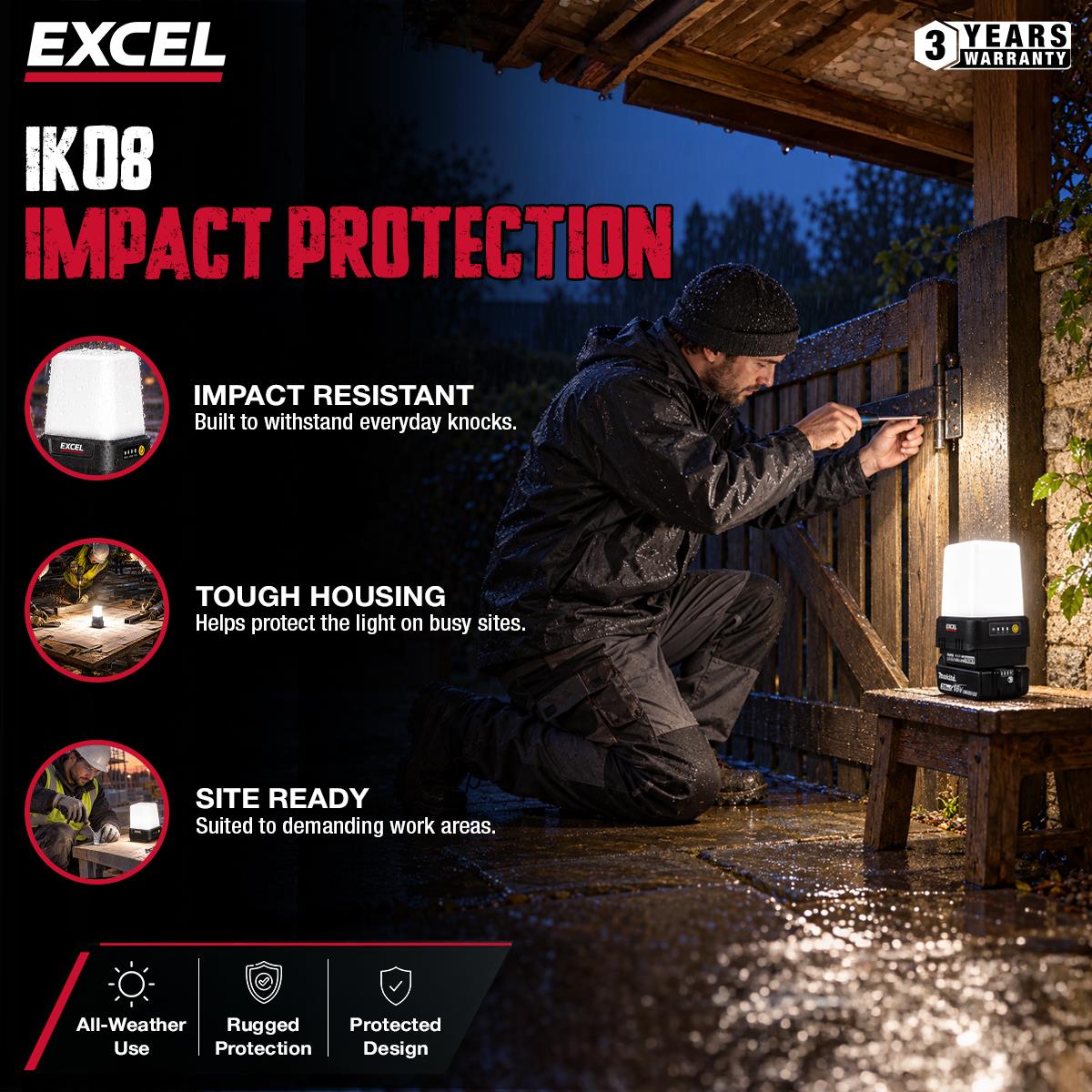 Excel 18V 1600 Lumens 360° Portable Site Light Body Only