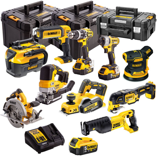 Dewalt DEWKIT92 18V Cordless 10 Piece Kit with 3 x 5.0Ah Batteries & Charger in Case
