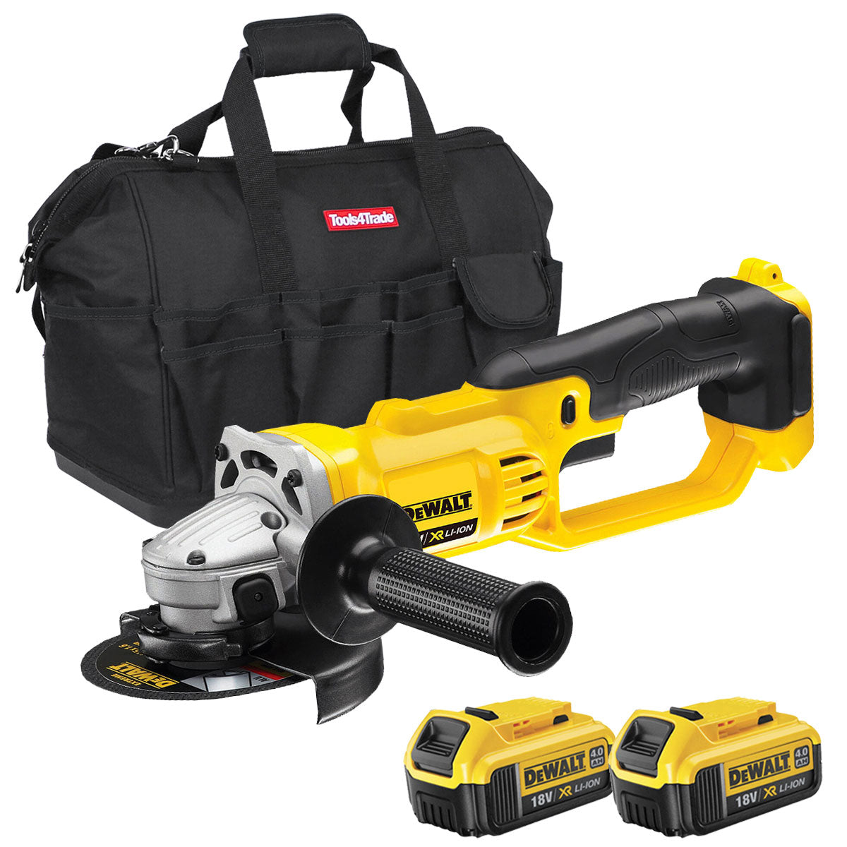 DeWalt DCG412N 18V 125mm Angle Grinder With 2 x 4Ah Batteries & Tool Bag