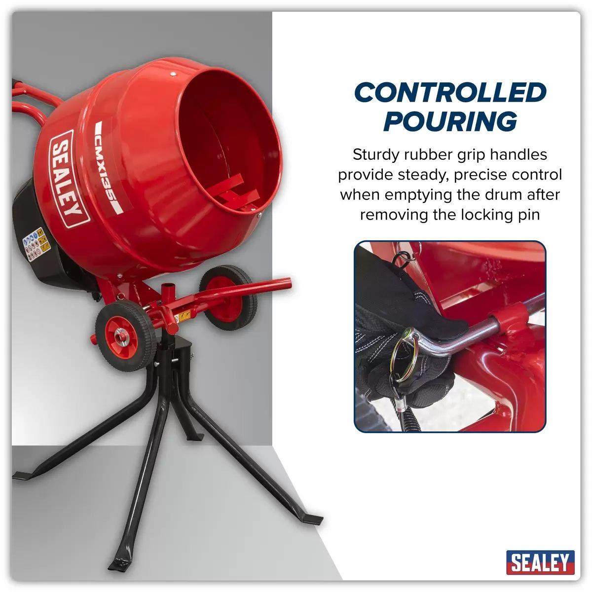 Sealey CMX135 135L Cement Mixer with Stand 230V/550W