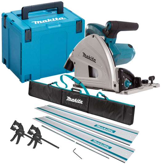 Makita SP6000J2 240V 165mm Plunge Saw with 2 x Rails, Connector Bar, Clamp & Bag