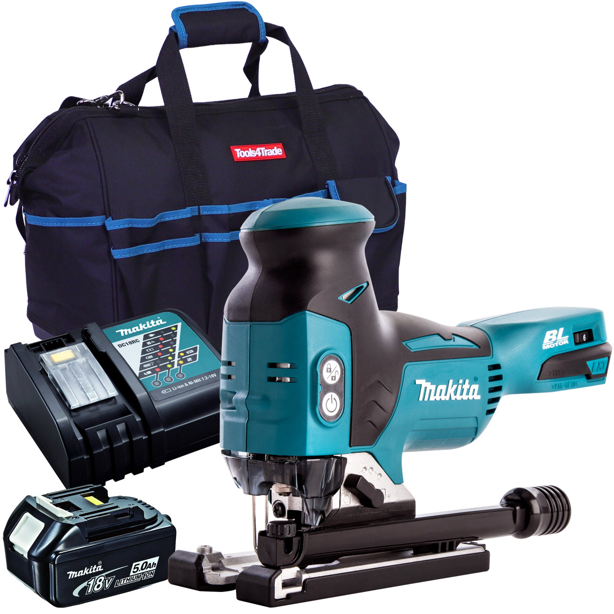 Makita DJV181Z 18V Brushless Barrel Handle Jigsaw with 1 x 5.0Ah Battery Charger & Bag