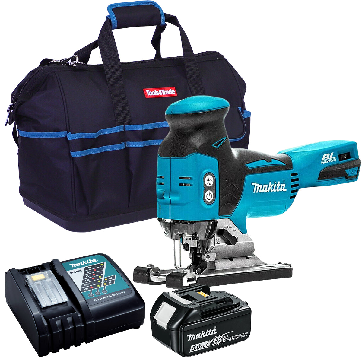 Makita DJV181Z 18V Brushless Barrel Handle Jigsaw With 1 x 5.0Ah Battery Charger & Bag