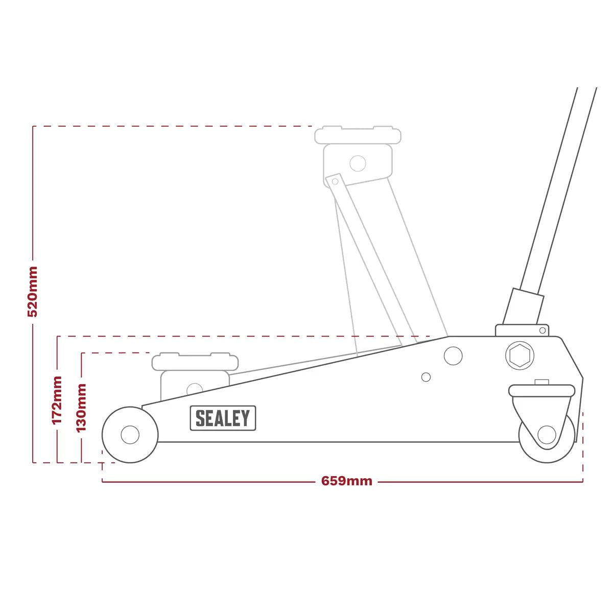 Sealey 3000CXD Trolley Jack 3 Tonne Ton Standard Chassis Car Van Garage