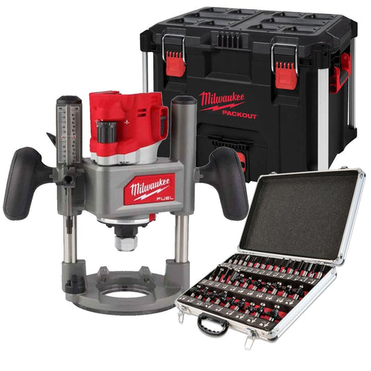 Milwaukee M18FR12KIT 18V Fuel Brushless 1/2" Router Cutter with 35 Piece Cutter Set & Case