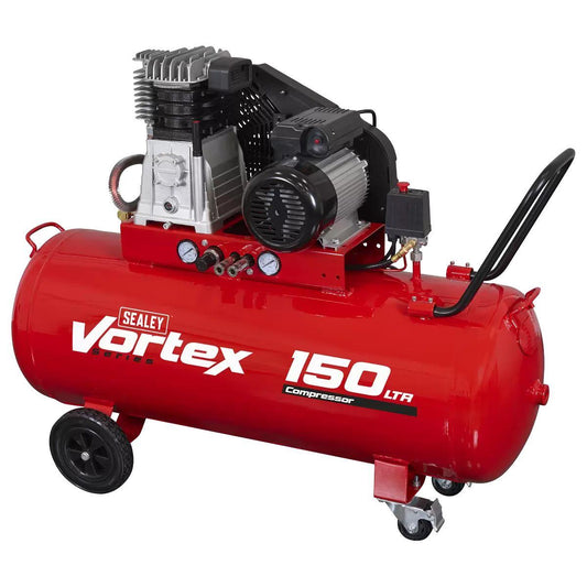 Sealey SAC1153B 150L Belt Drive Compressor with Motor & Cast Cylinders 230V