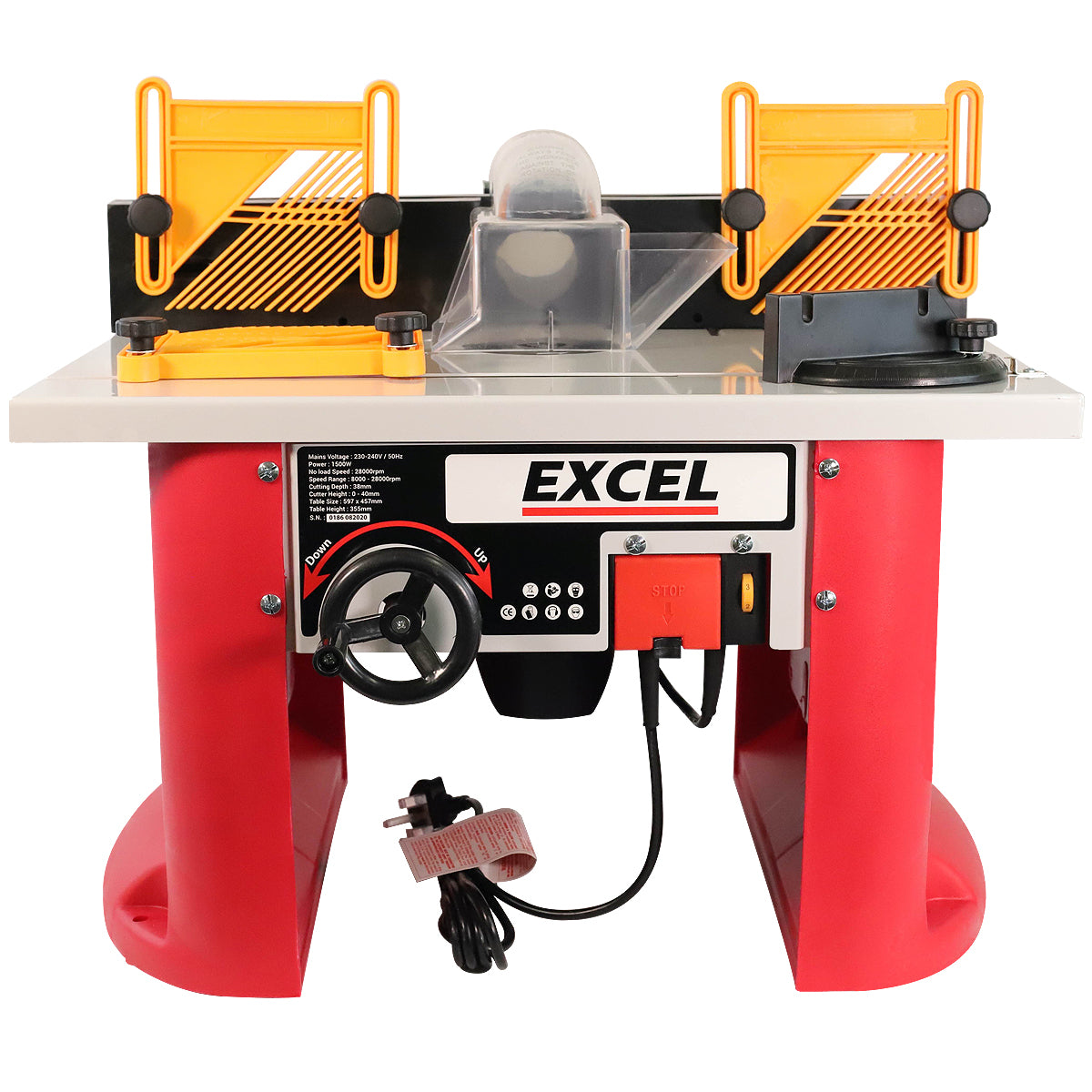Excel Table Router Cutter 240V with 1/4in Shank Router Cutter Bit 35 Piece Set