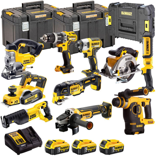 Dewalt 18V 10 Piece Power Tool Kit with 3 x 5.0Ah Batteries T4TKIT-493