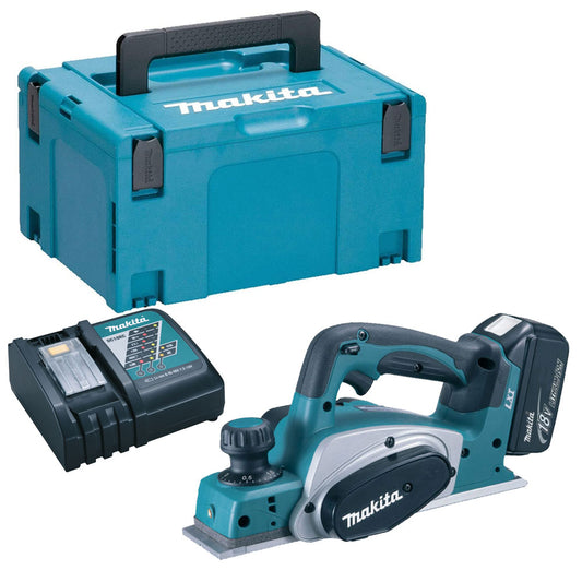 Makita DKP180Z 18V Cordless 82mm Planer with 1 x 5.0Ah Battery Charger & Type 3 Case