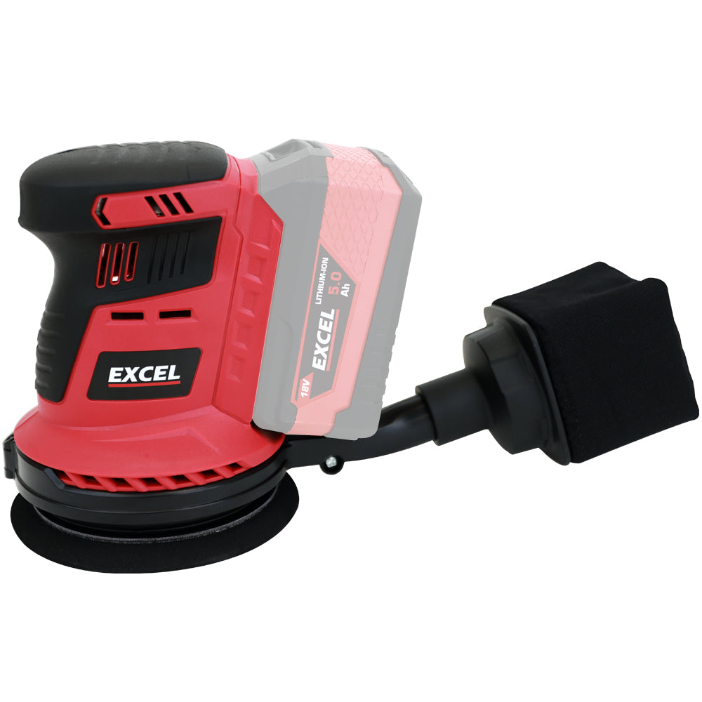 Excel 18V 125mm Rotary Sander with 1 x 4.0Ah Battery Charger & Bag