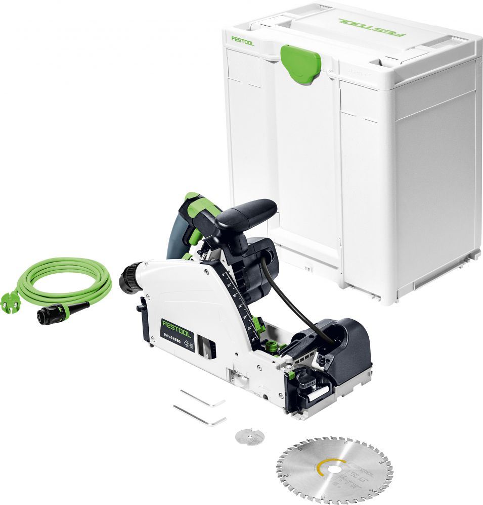 Festool TSV 60 KEBQ-Plus 230V GB Circular Plunge-Cut Saw - 576733 With Guide Rail Kit Set 577932