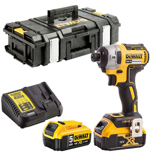 DeWalt DCF887N 18V Brushless Impact Driver with 2 x 5.0Ah Battery Charger & Case