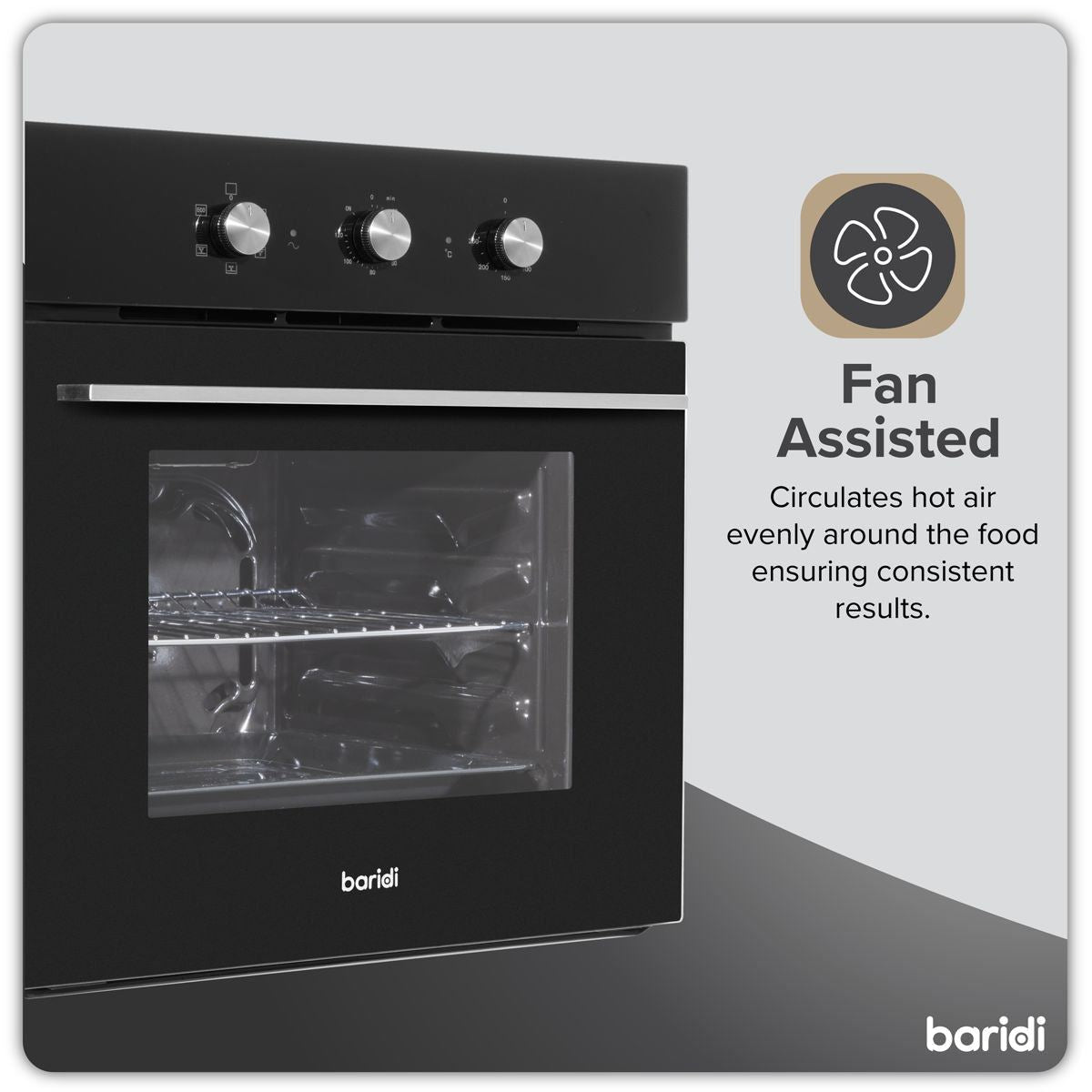 Sealey DH110 Baridi Built-In 5-Function Fan Assisted Oven with Timer 60cm, 55L Capacity