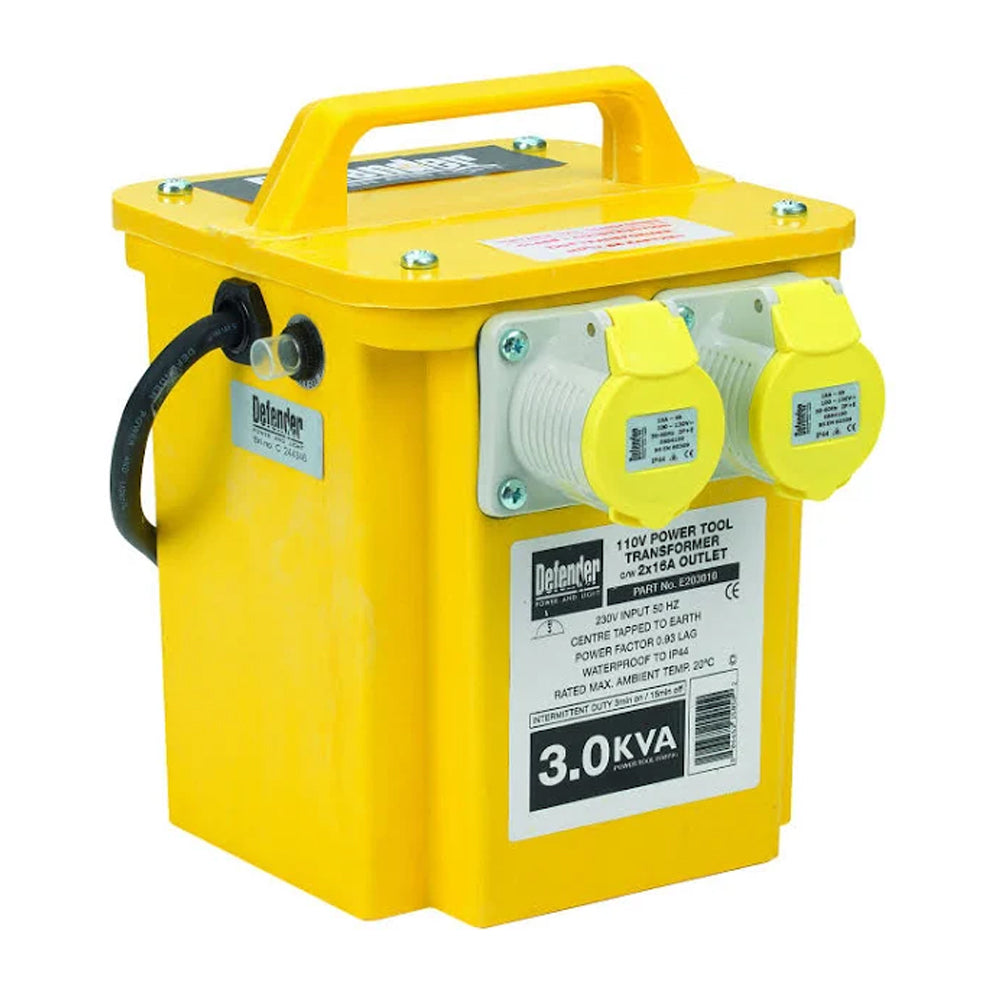 Defender 3kVA 16A 2 Socket Site Portable Transformer 110V - E203010