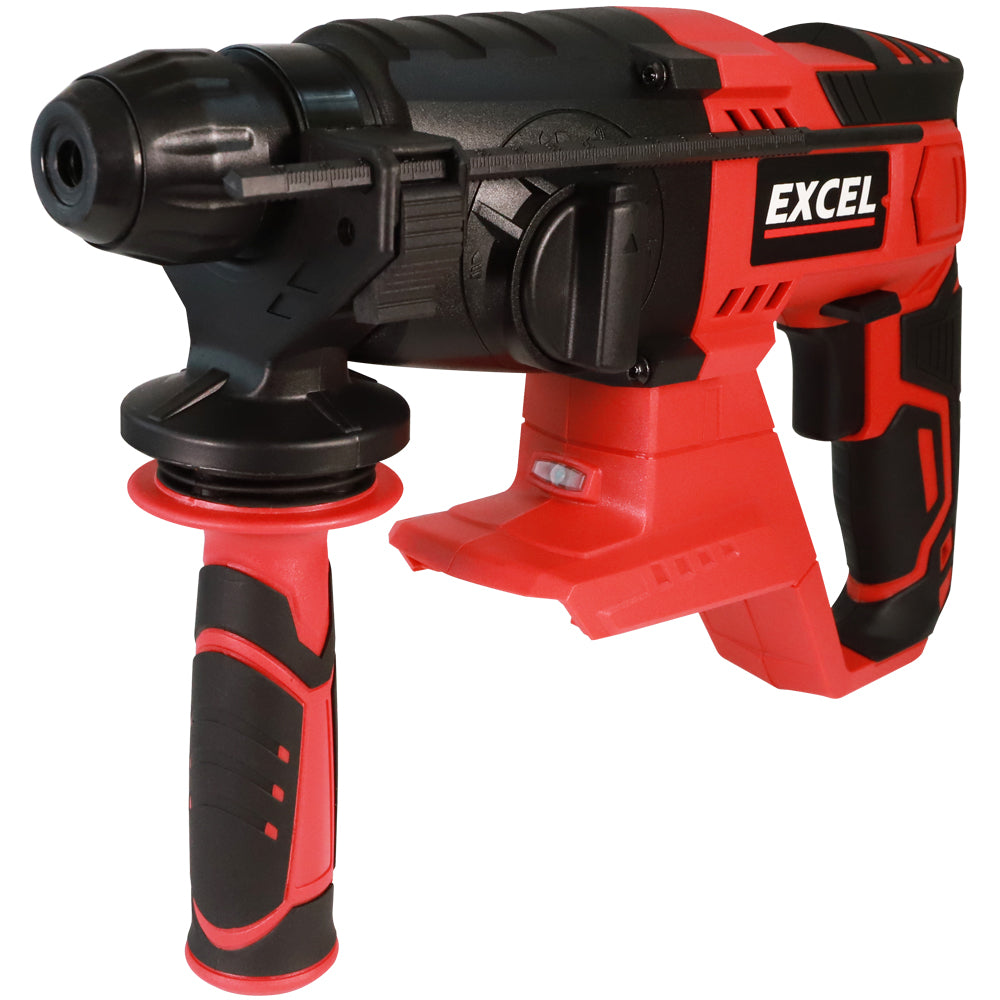 Excel 18V Cordless SDS-Plus Rotary Hammer Drill with Chuck & Chisel Set 4 Piece