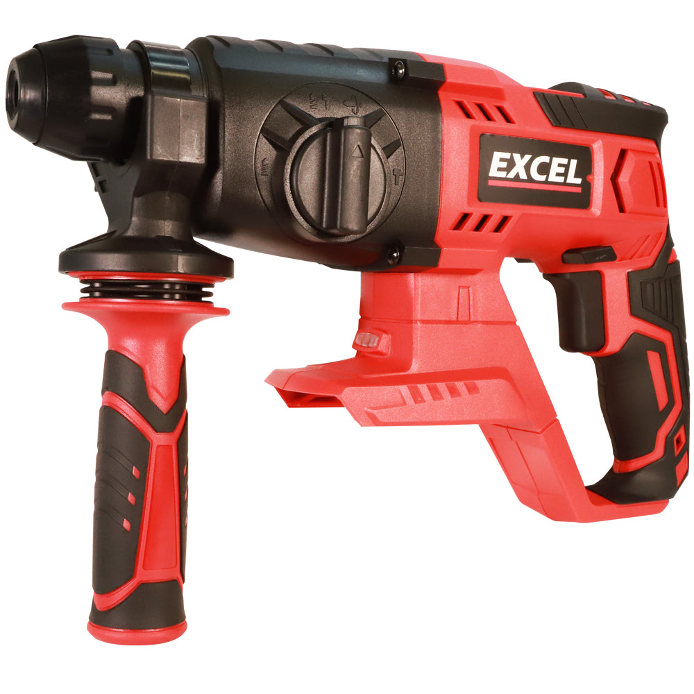 Excel 18V Cordless SDS-Plus Rotary Hammer Drill with Chuck & Chisel Set 4 Piece