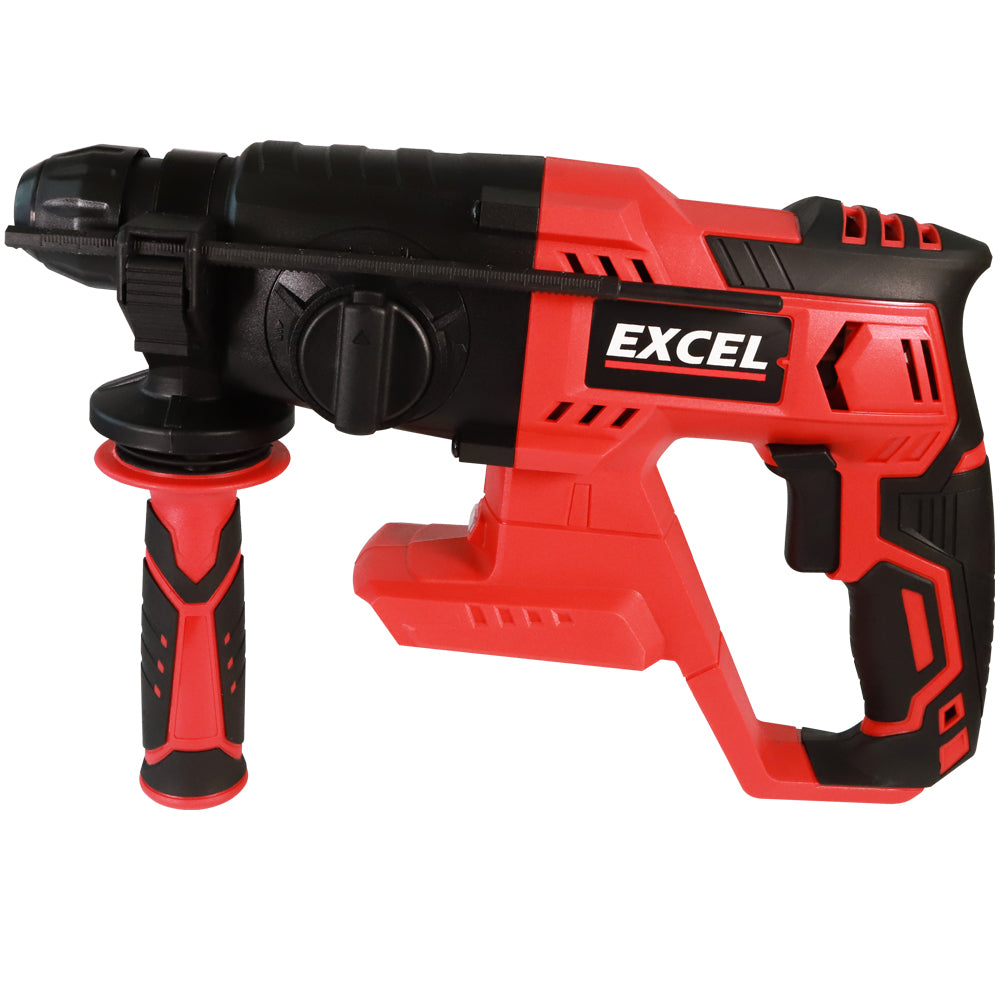 Excel 18V Cordless SDS-Plus Rotary Hammer Drill with Chuck & Chisel Set 4 Piece