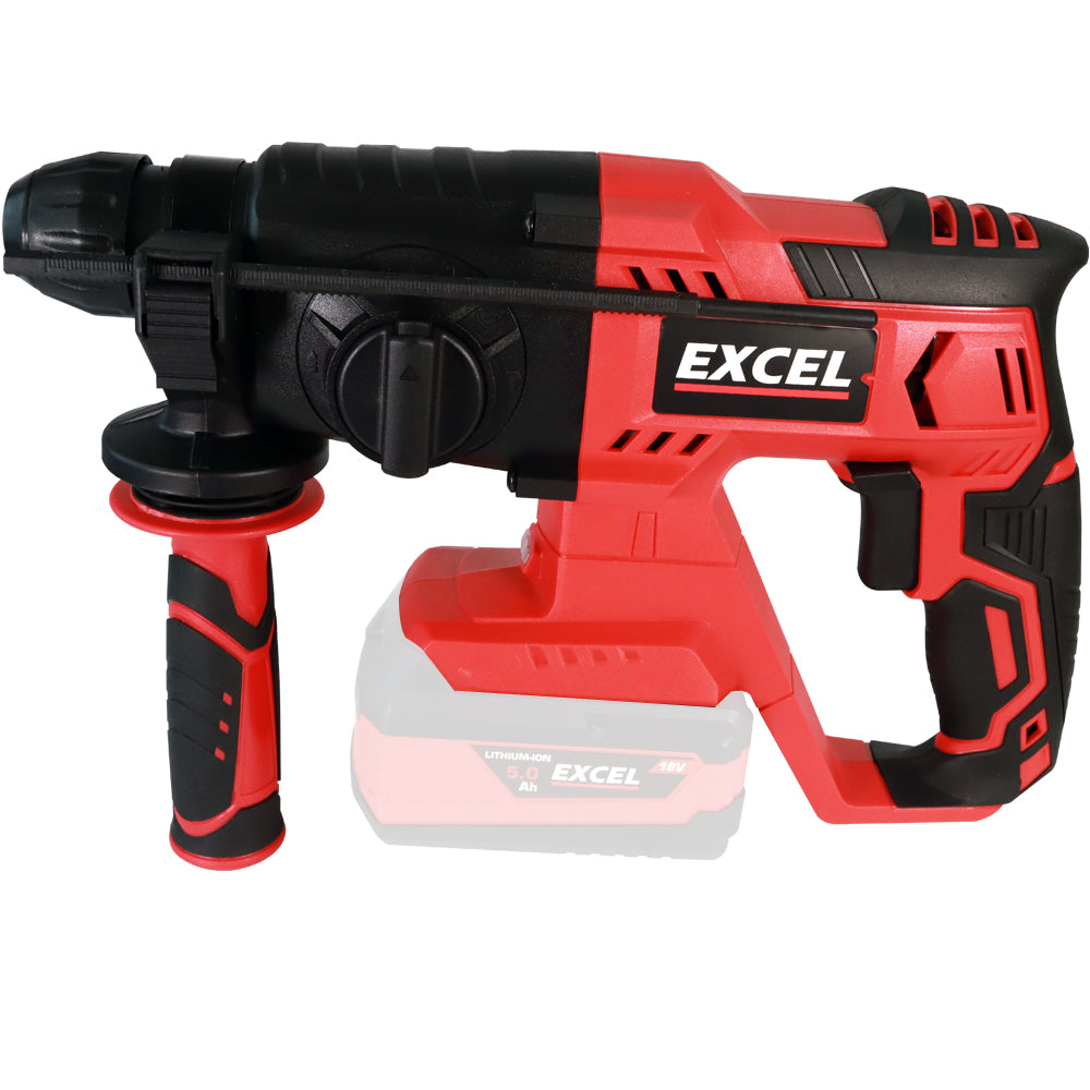 Excel 18V Cordless SDS-Plus Rotary Hammer Drill with 1 x 4.0Ah Battery Charger & Bag