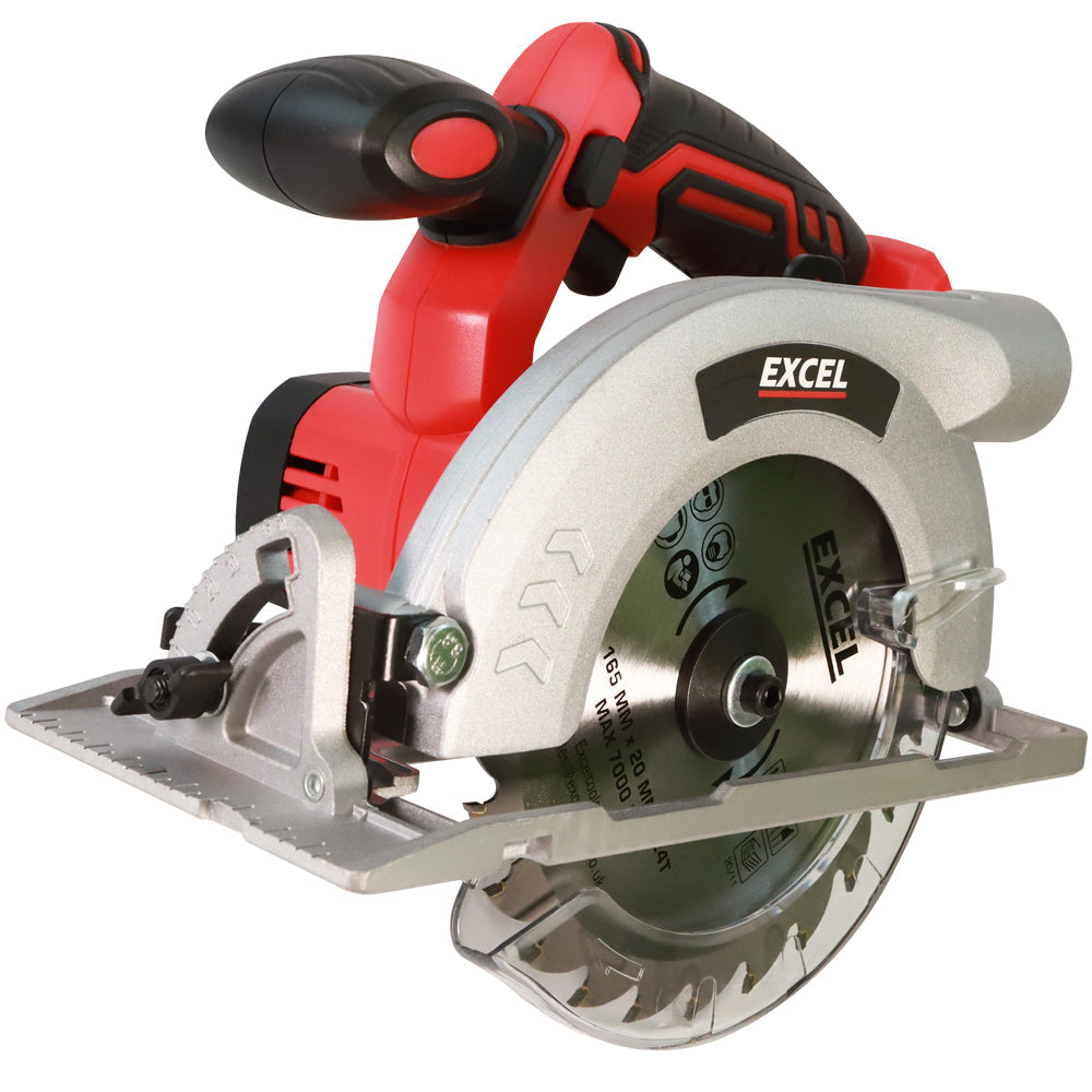 Excel 18V Cordless Circular Saw 165mm with 1 x 2.0Ah Battery Charger & Bag