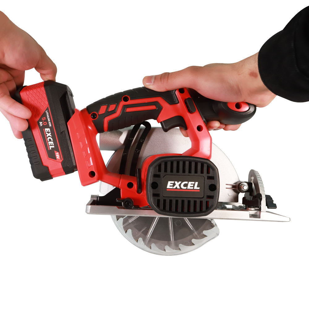 Excel 18V Cordless Circular Saw 165mm with 1 x 2.0Ah Battery & Charger