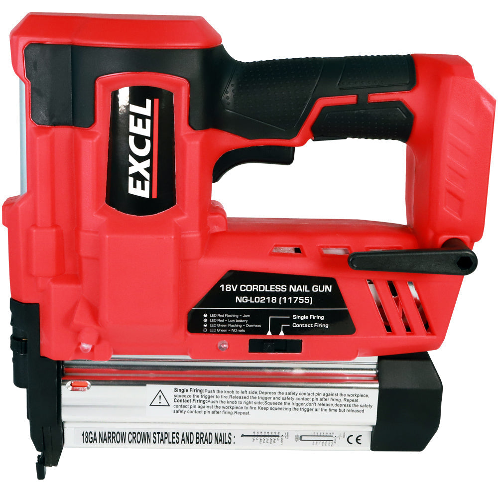 Excel 18V Cordless Second Fix Nailer with 1 x 2.0Ah Battery Charger & Bag