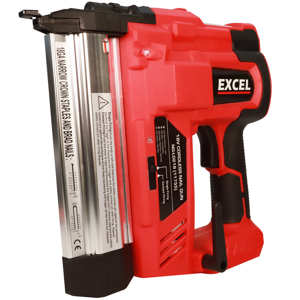 Excel 18V Cordless Second Fix Nailer with 1 x 2.0Ah Battery Charger & Bag