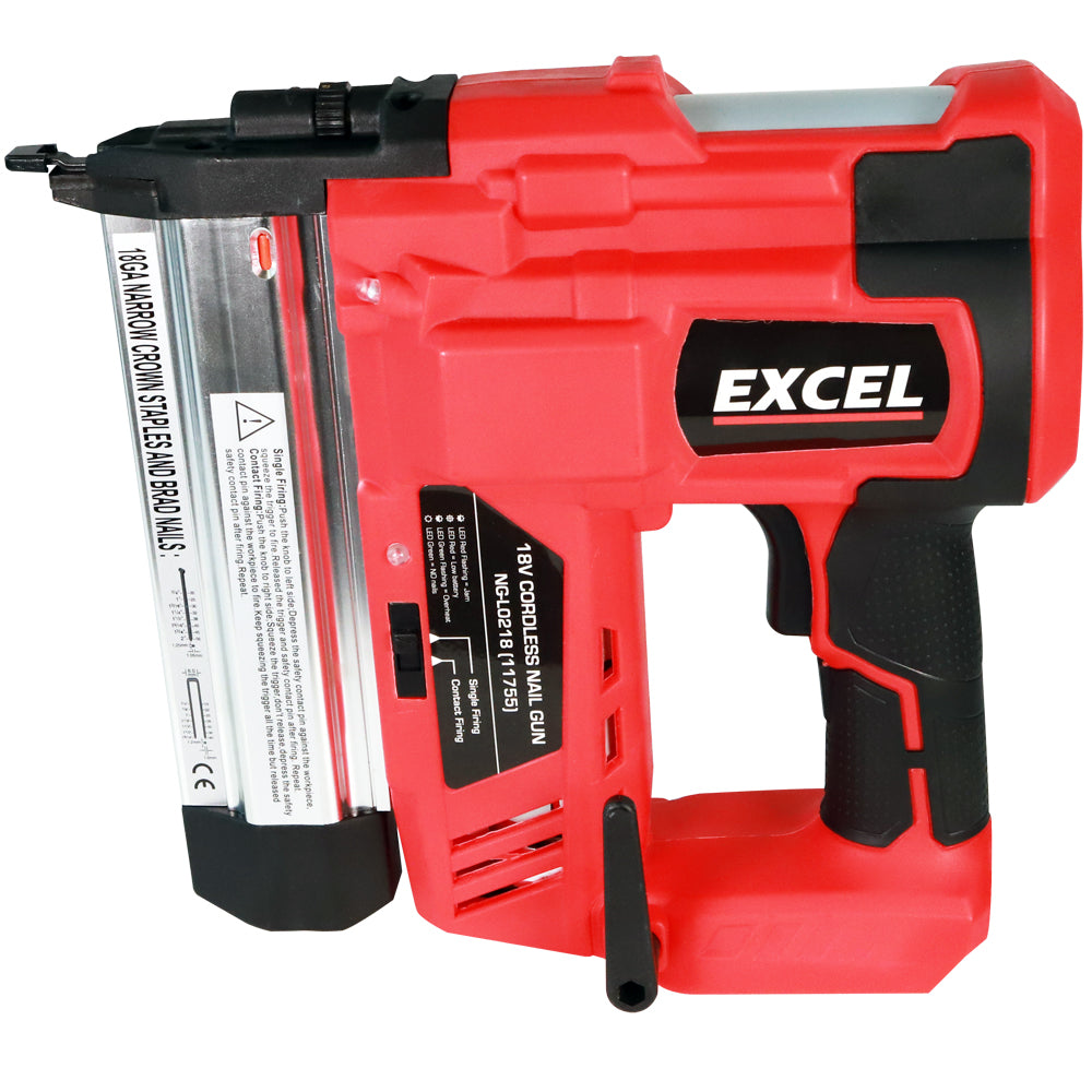 Excel 18V Cordless Second Fix Nailer with 1 x 2.0Ah Battery Charger & Bag