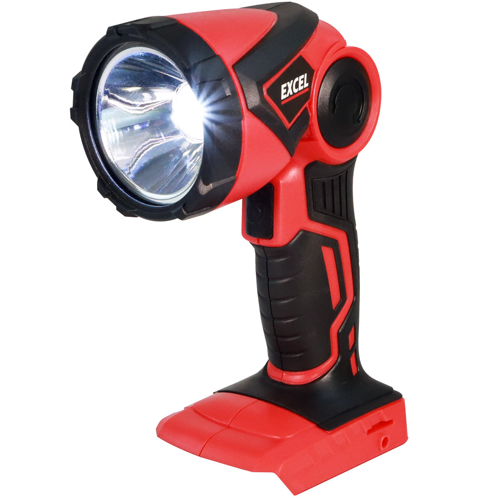 Excel 18V Cordless LED Flashlight Torch with 1 x 2.0Ah Battery & Charger
