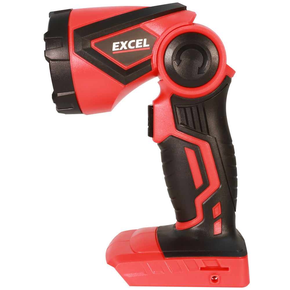 Excel 18V Cordless LED Flashlight Torch with 1 x 2.0Ah Battery & Charger