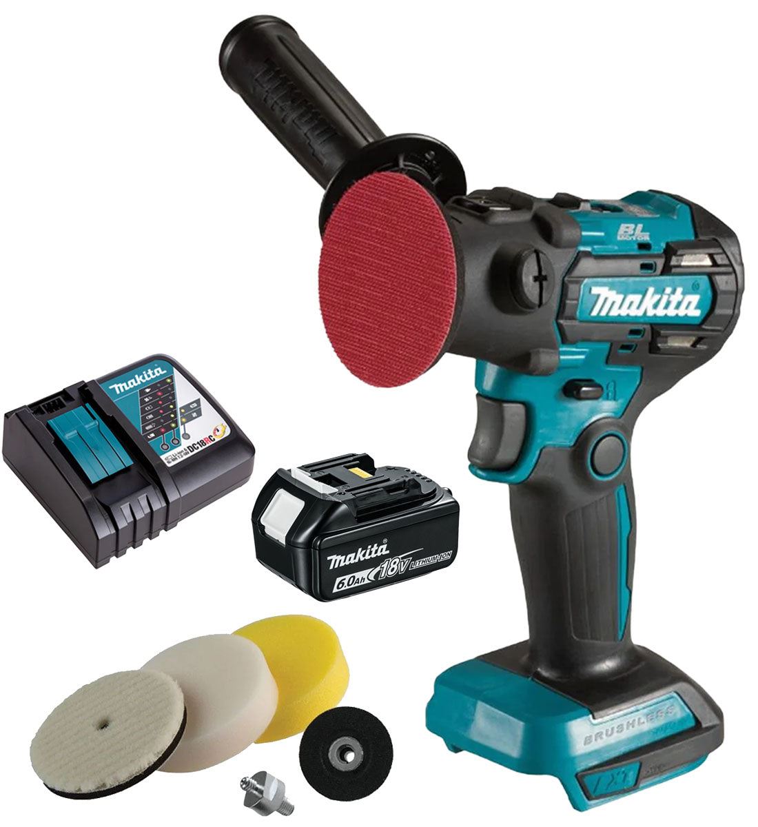 Makita DPV300Z 18V LXT Brushless Sander / Polisher with 1 x 6.0Ah Battery & Charger
