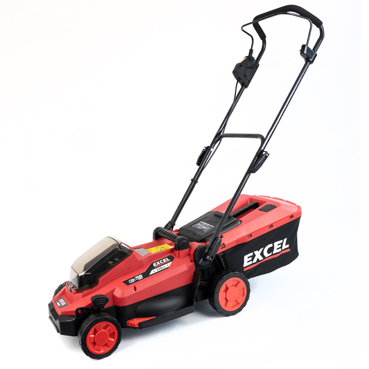 Excel 18V Brushless Lawn Mower 330mm 5 Adjustable Height with 2 x 4.0Ah Battery & Charger
