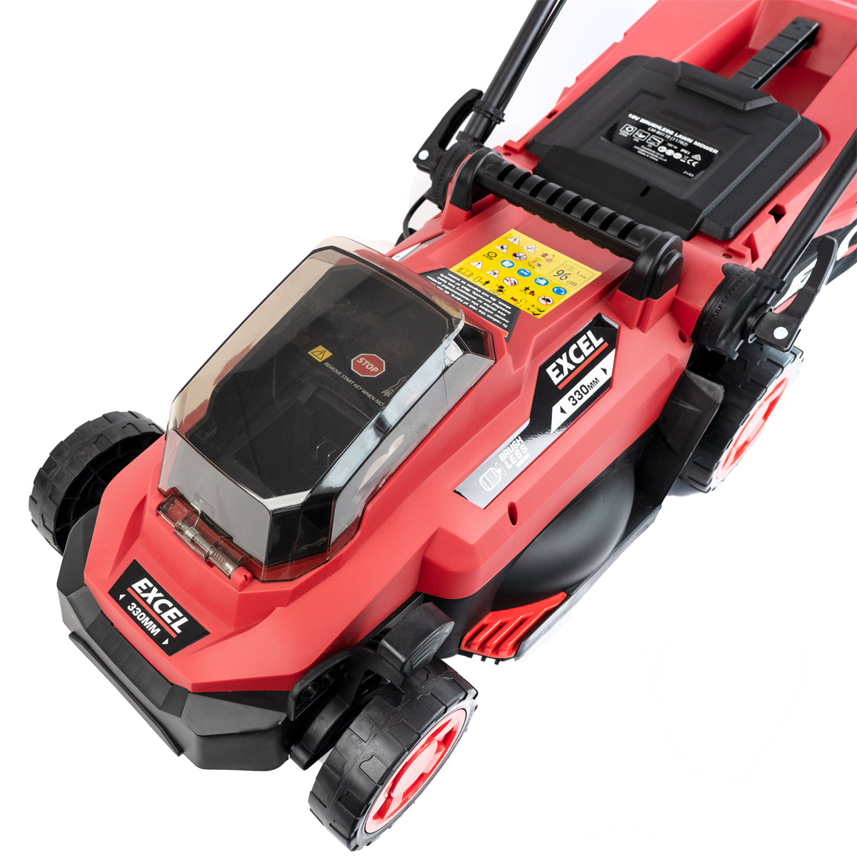 Excel 18V Brushless Lawn Mower 330mm 5 Adjustable Height with 1 x 5.0Ah Battery & Charger