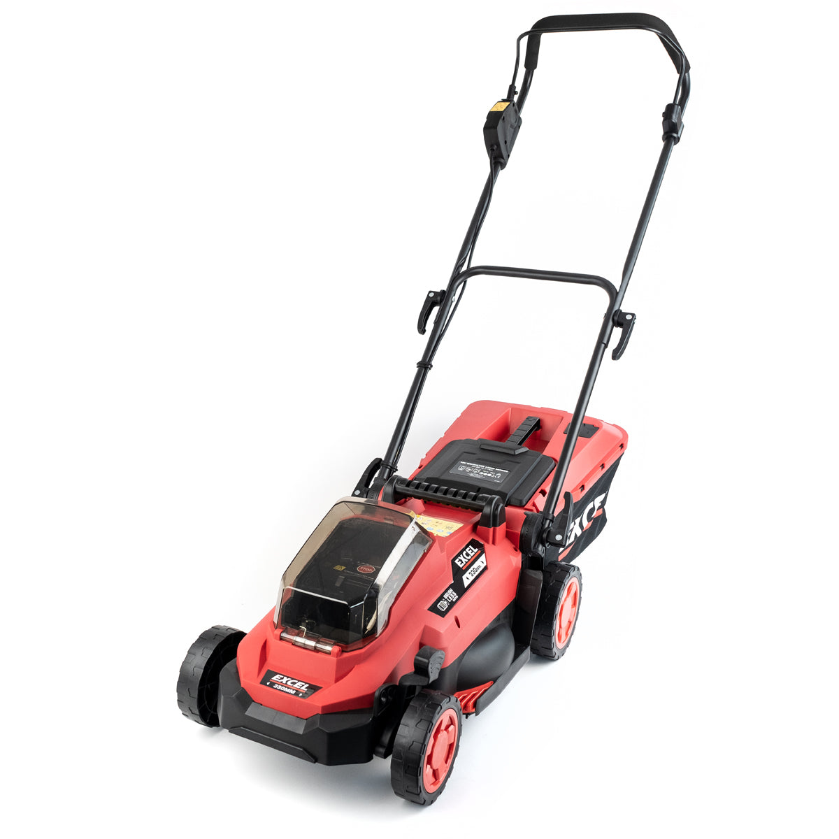 Excel 18V Brushless Lawn Mower 330mm 5 Adjustable Height with 2 x 5.0Ah Battery & Charger