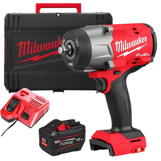 Milwaukee M18FHIW2F12-0X 18V FUEL Brushless 1/2" Impact Wrench with 1 x 12.0Ah Battery Charger & Case