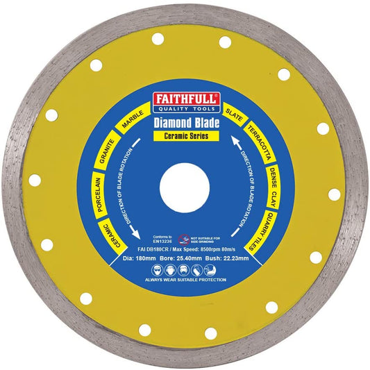 Faithfull 180mm Diamond Tile Blade Continuous Rim