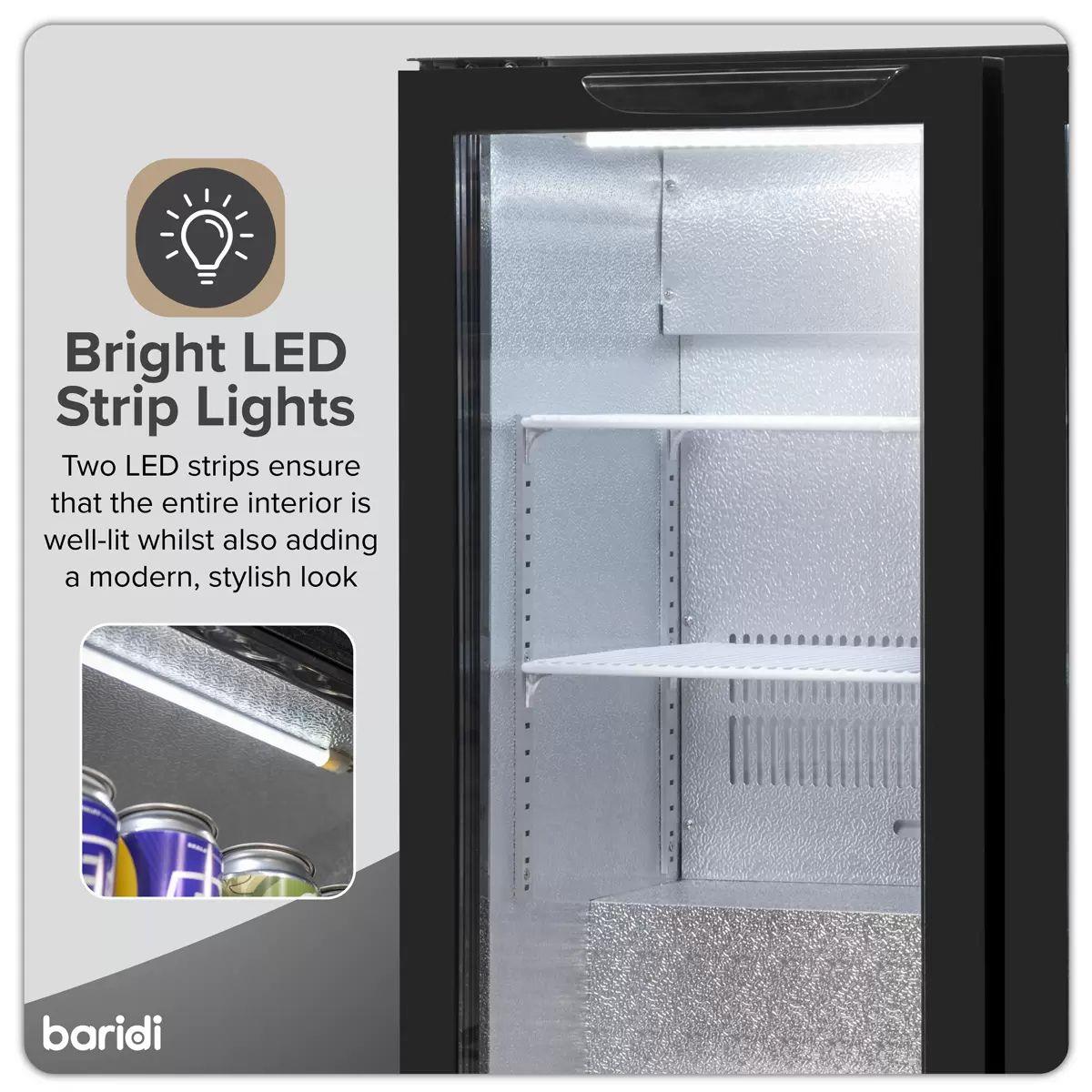 Sealey DH272 Baridi Bar Drinks Fridge/Cooler with Double Hinged Door & Security Lock 190L Black 240V