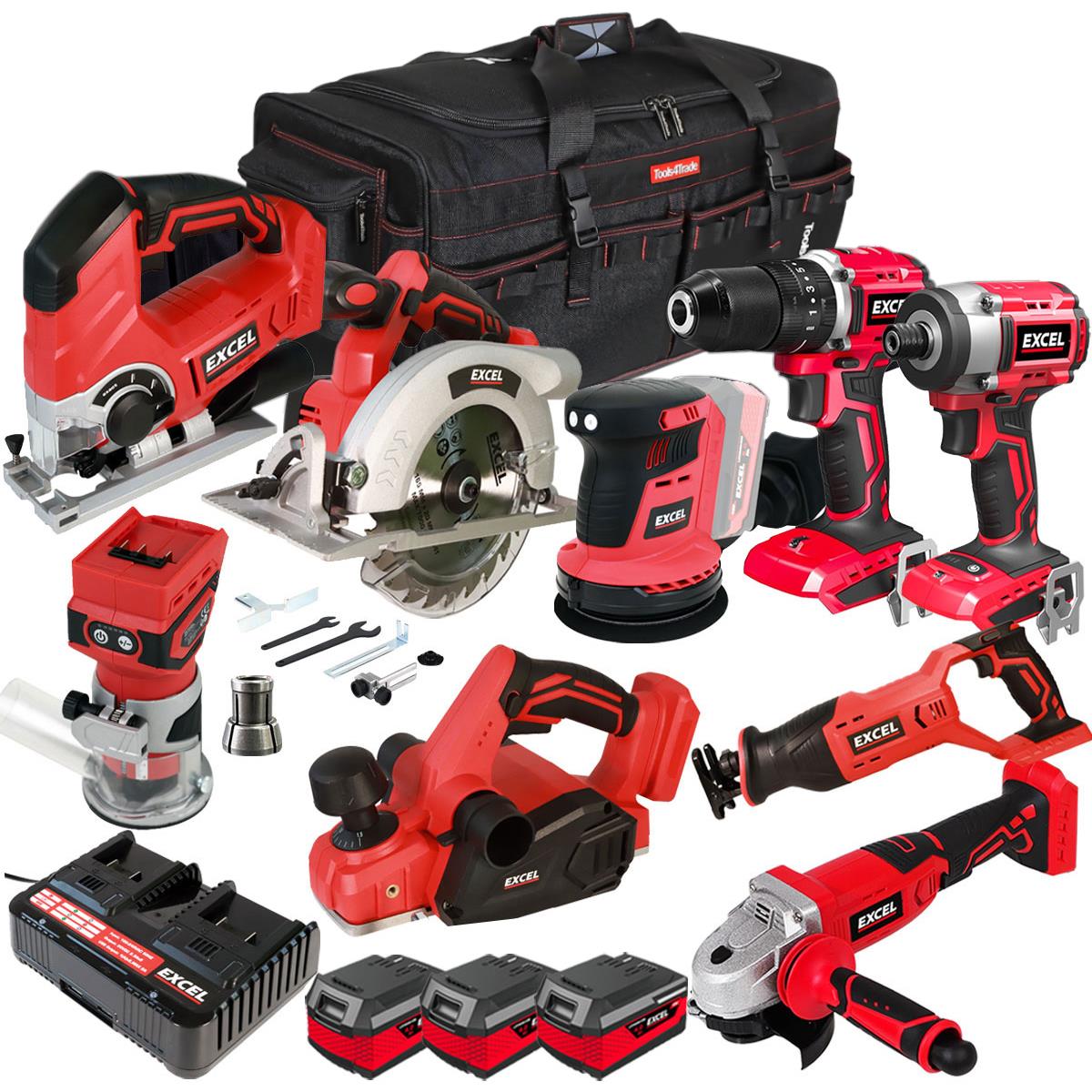 Excel 18V 9 Piece Combo Kit with 3 x 4.0Ah Batteries & Charger EXLKIT-16294