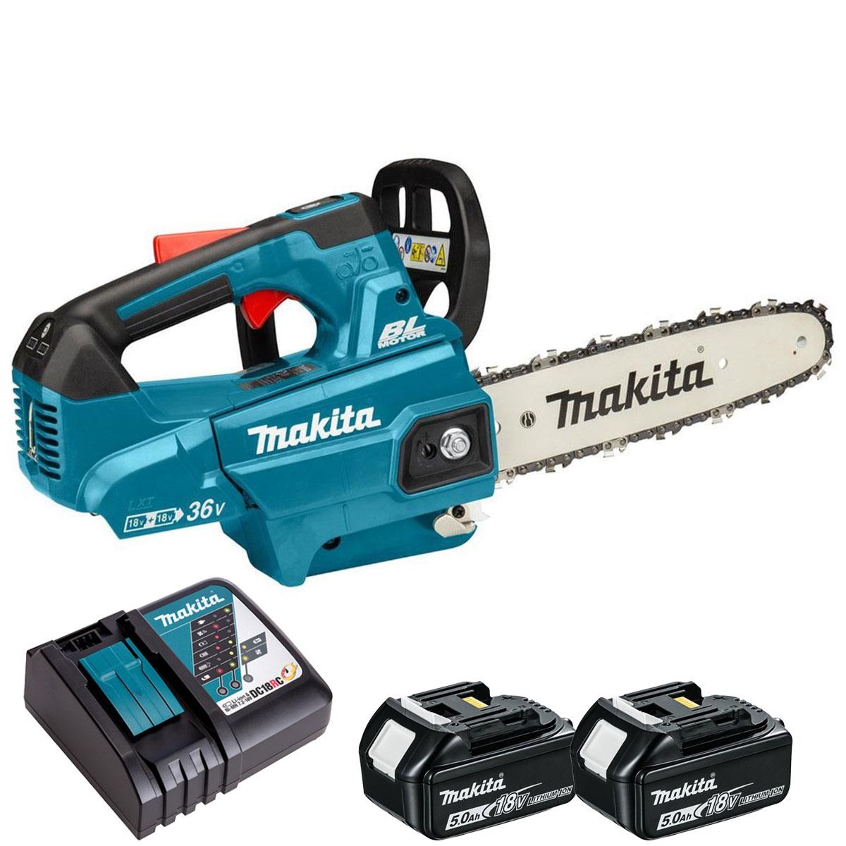 Makita DUC256Z 36V Brushless 25cm Chainsaw with 2 x 5.0Ah Battery & Charger