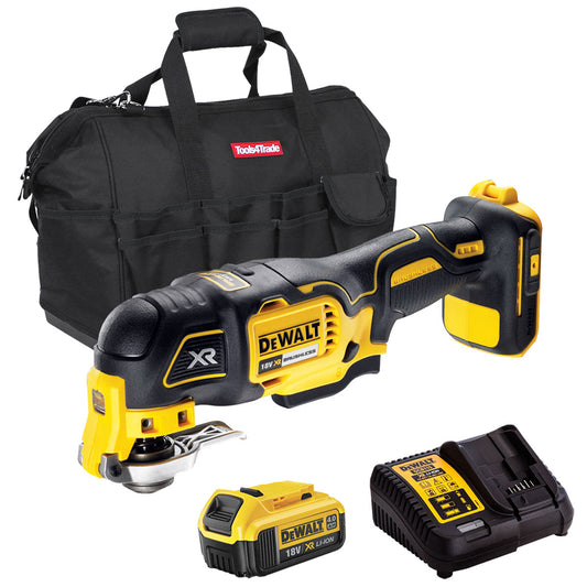 DeWalt DCS355N 18V Brushless Oscillating Multi-Tool Cutter with 1 x 4.0Ah Battery Charger & Bag