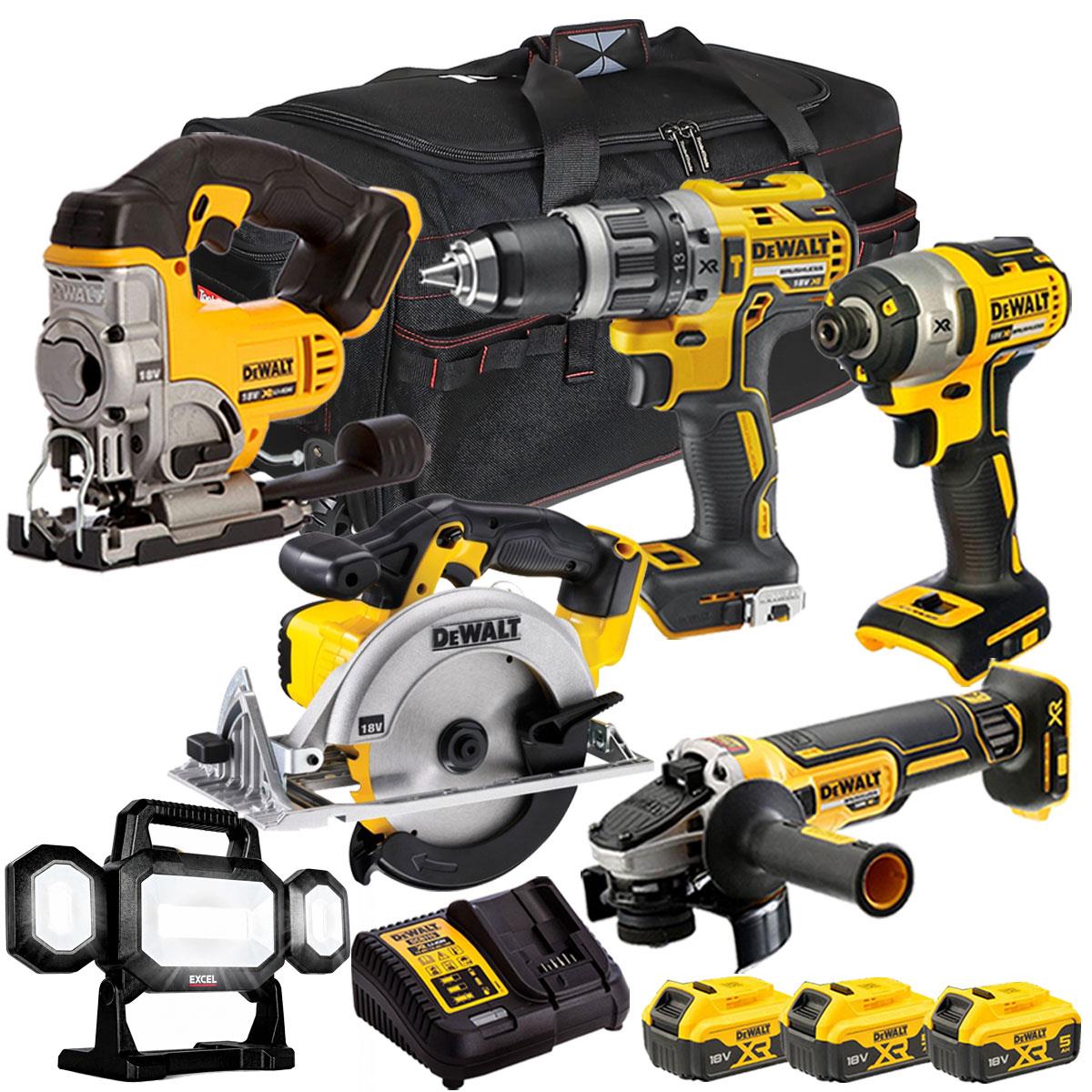DeWalt 18V Li-Ion 6 Piece Combo Kit with 3 x 5.0Ah Battery & Charger T4TKIT-650