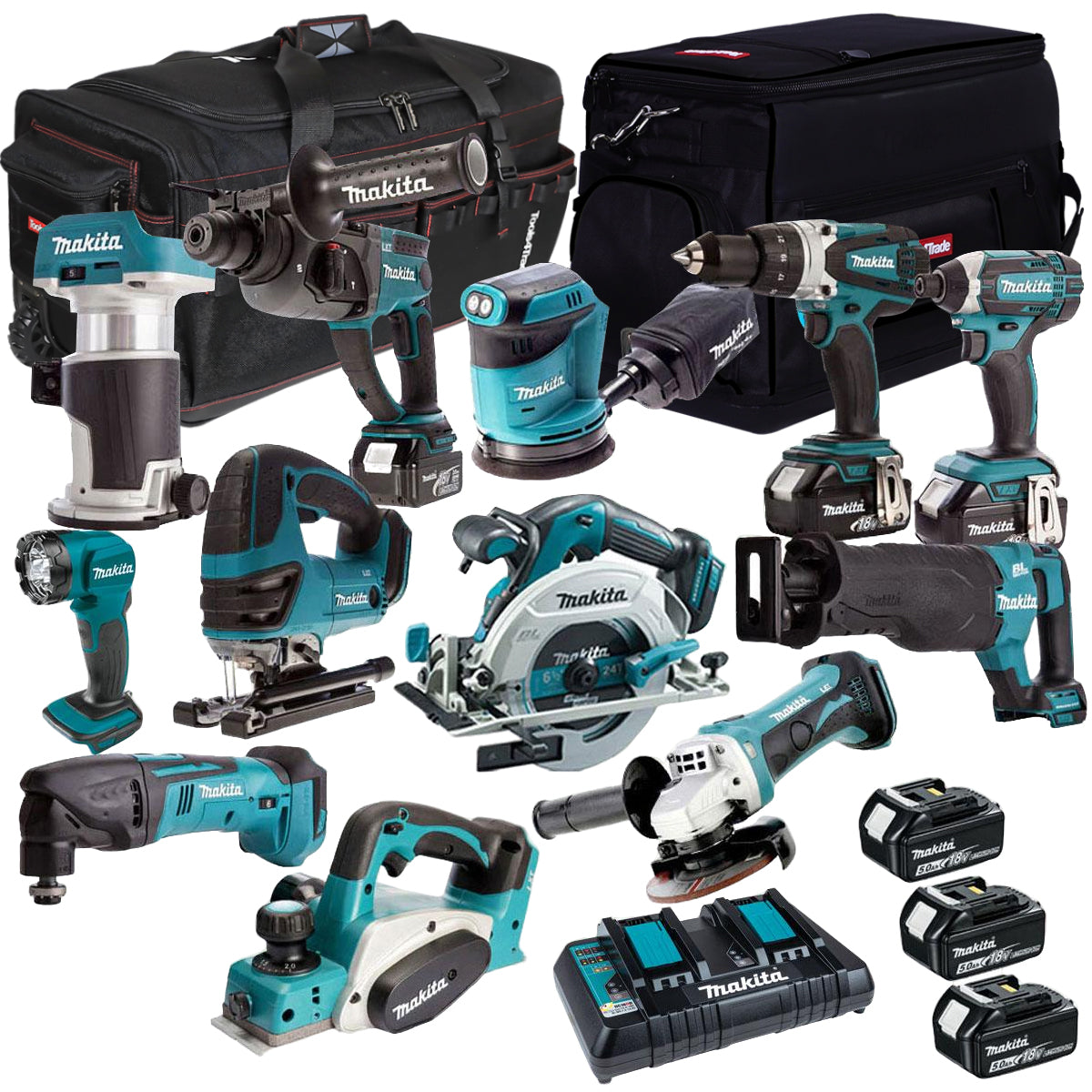 Makita 18V 12 Piece Power Tool Kit with 3 x 5.0Ah Battery & Charger T4TKIT-1293