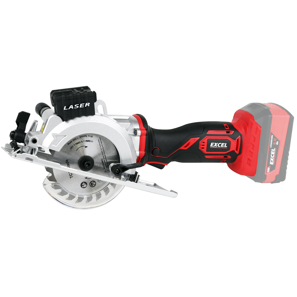 Excel 18V 115mm Mini Circular Saw with 2 x 2.0Ah Battery & Charger