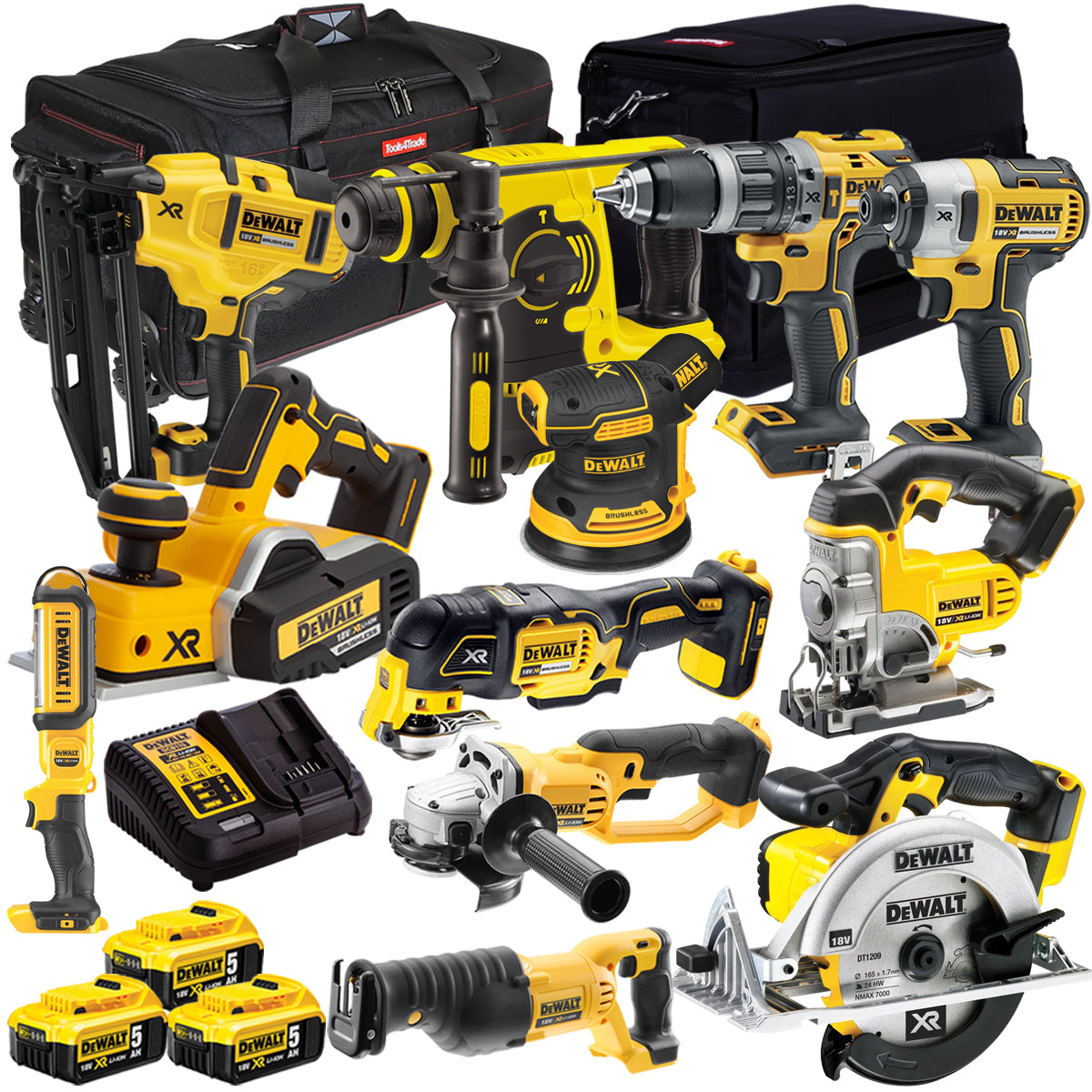 Dewalt 18V 12 Piece Cordless Combo Kit with 3 x 5.0Ah Battery & Charger T4TKIT-848